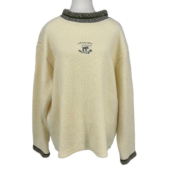 Vintage EMI Alaska Moose Sweater Embroidered Fuzzy Cozy Women’s XL - Picture 1 of 8